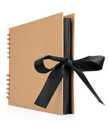 Innocheer Scrapbook  80 Black Pages Photo Album  11.6 x 8.3 inch Great for Craft Paper DIY Anniversary  Wedding  Valentines Day Gifts(Brown 8X12)