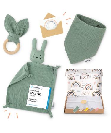 R uberella Baby Gift Boy & Girl includes gift card comforter teething ring and bib birth mint