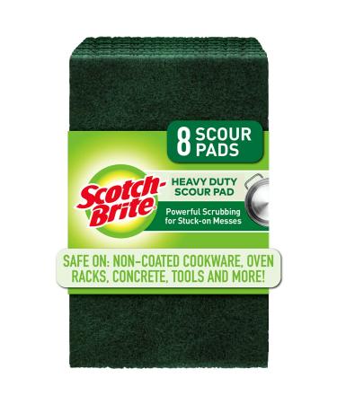 Scotch-Brite Scour Pads, Heavy Duty Scouring Pads for Cleaning Kitchen and Household, multipurpose Scour Pads, 8 Scouring Pads 8 Pads Standard