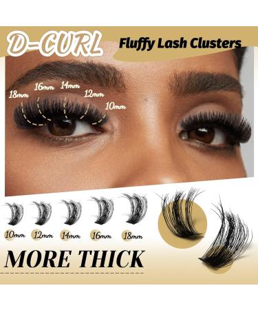 Veleasha 80D Fluffy Lash Clusters - 192PCS D Curl Volume Eyelash Extensions 10-18mm - Soft DIY Cluster Lashes for Home Use - Buy Online on SooperMarket.com