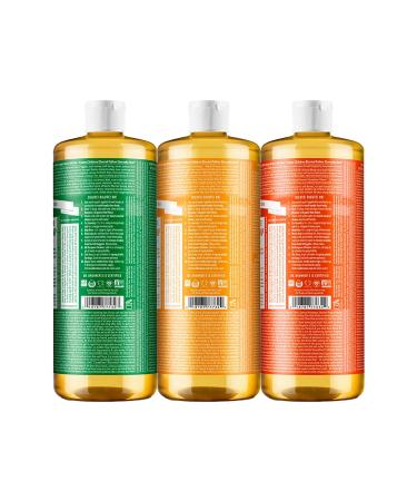Dr. Bronner's Pure-Castile Liquid Soap Variety Pack - Almond Citrus & Tea Tree - 32 oz | Organic Oils, 18-in-1 Uses for Face, Body, Hair, Laundry, Pets, Dishes - 3 Count - Buy Online on SooperMarket.com