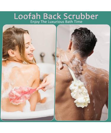 12 Pcs Long Handled Shower Loofah Back Scrubber Set for Men and Women - Exfoliating and Cleaning Bath Body Brush and Sponge Poufs - Buy Online on SooperMarket.com