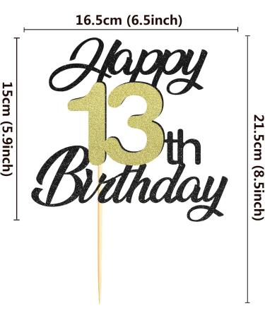 Sumerk 13th Birthday Cake Attachments - Gold & Black Party Decorations | 1 Pack Cake Lid & Accessories - Buy Online on SooperMarket.com