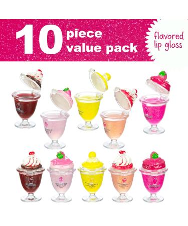 Expressions 10pc Ice Cream Sundae Lip Gloss Collection | Kids Makeup Set | Glittery Dessert Flavored Gloss - Buy Online on SooperMarket.com