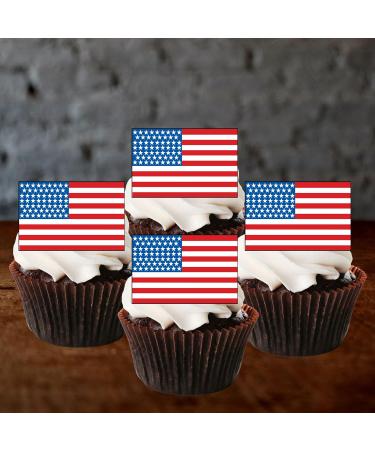50 Edible American Flag Cupcake Toppers Mini USA Flag Cake Decorations Stars And Stripes Decorations Olympics Party Decorations World Flags 4th Of July Patriotic Independence Memorial Veterans - Buy Online on SooperMarket.com