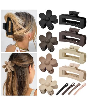 Huiguli hair clip tall 8 pieces of hair clips +4 pieces hair clips matt hair clip flower non -slip hair styling accessories for women women girls