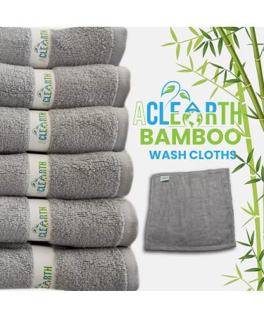 ACLEARTH Grey Bamboo Wash Cloths (6 pc) - Soft Face Wash Cloth Flannels 25x25cm for Sensitive Skin, Makeup Removal - Premium Bamboo Face Cloth for Adults, Babies, Kids - Ideal Gift - Buy Online on SooperMarket.com
