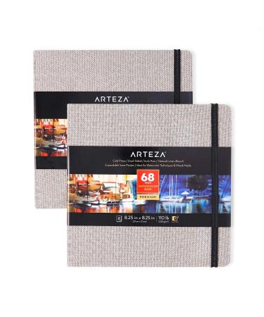 Arteza Watercolor Sketchbooks, 8.25x8.25-inch, 2-Pack, 68 Sheets, Gray Art Journal, Hardcover 110lb Paper Book, Watercolor Sketchbook for Use as Travel Journal and Mixed Media Pad 2 Pack Gray