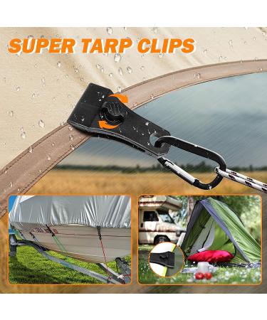 TEANTECH Tarp Clips with Carabiner Kit - Heavy Duty Lock Grip Camp Tent Clamp Clips - 20pcs Black Upgrade for Outdoor Camping and Canopies - Buy Online on SooperMarket.com