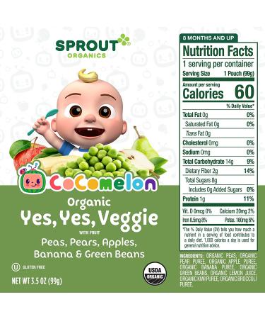 CoComelon Sprout Organic Baby Food Toddler Pouches - Veggie, Fruits, Grains 3.5 Oz (Pack of 12) - Buy Online on SooperMarket.com