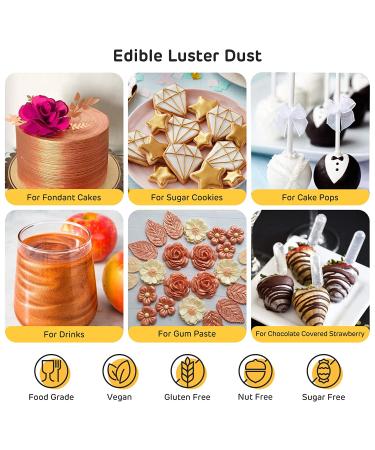 Nomeca Edible Luster Dust 8g Food Grade Gold Cake Dust - Metallic Shimmer Christmas Coloring Powder for Decorating Baking Fondant Gumpaste Chocolate Candy Drinks Cookies - Buy Online on SooperMarket.com