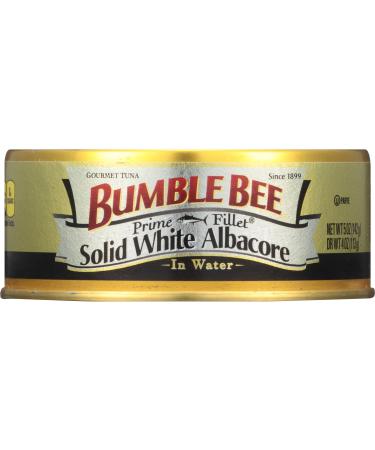 BUMBLE BEE Prime Fillet Solid White Albacore Tuna Fish in Water, 5 Ounce Can (Case of 24), Wild Caught Tuna, Canned Tuna, High Protein, Keto Food, Keto Snack, Gluten Free, Paleo Food, Low Carb Snacks Solid White 24-pack