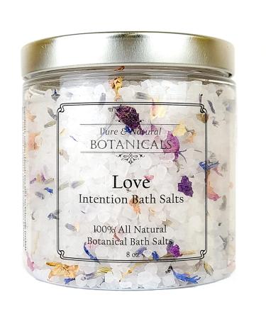 Love Intention Bath Salts |100% All Natural 8 oz | Hand Blended with Herbs & Essential Oils | Wiccan Pagan Magick