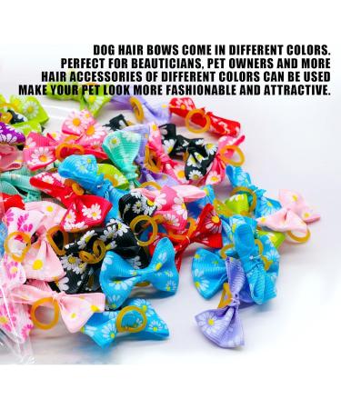Symphonyw Dog Hair Bows 28 Pcs Daisy Flower Dog Hair Bows with Elastic Rubber Bands Pet Dog Grooming Hair Bands Hair Accessories for Long Hair Puppy Kitten Dogs Cats Random Color Multi-colored B - Buy Online on SooperMarket.com