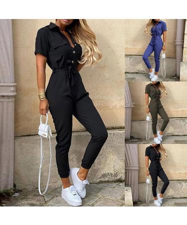 Mimacoo Green Overall Jumpsuit Set for Women - Short Sleeve Shirts and Long Pants Outfit - Size Large - Buy Online on SooperMarket.com