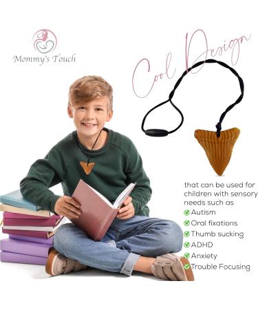 Mommy's Touch Shark Tooth Silicone Teething Necklaces - 3-Pack for Special Needs Kids - Black, White & Wood Design - Buy Online on SooperMarket.com