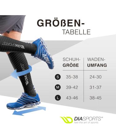 Diasports Runstars Compression Socks for Sports & Running | Premium Black/Blue Compression Socks for Marathon & Triathlon - Unisex L - Buy Online on SooperMarket.com