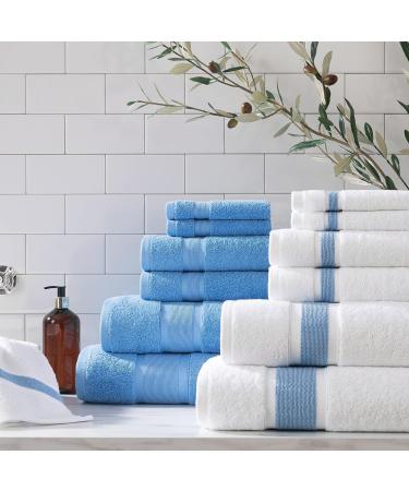 Aston & Arden Aegean Striped Turkish Bath Sheet - Eco-Friendly 600 GSM Soft & Absorbent Towel - Deep Pool Blue - Buy Online on SooperMarket.com