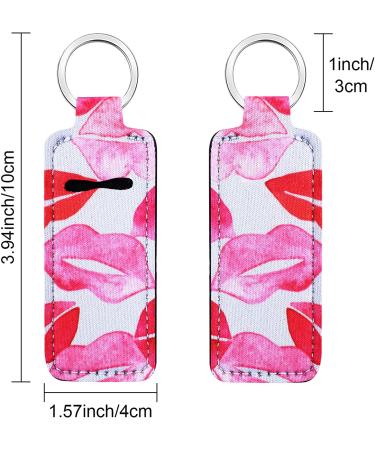 Mini Chapstick Holder Keychain - 12 Pack Neoprene Lip Balm Holders with Metal Ring | Waterproof Lipstick Tracker Sleeve Keychains for Travel - Birthday Gift (12 Styles) - Buy Online on SooperMarket.com