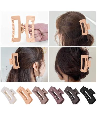 12 Pcs Rectangle Hair Clips Set for Women and Girls - Includes 6 Large Claw Clips for Thick Hair and 6 Small Claw Clips for Thin Hair - Buy Online on SooperMarket.com