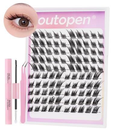 outopen Manga Lash Clusters Fox Eye Lashes DIY Lash Extension Kit Left & Right C Curl Lash Clusters Natural Wispy Fairy Lash Clusters Kit with Lash Bond and Seal Tweezers B-Natural