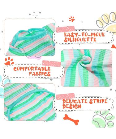 6-Piece Classic Striped Dog Pajama Set | Stretchable & Colorful | Soft Cotton Knitted Jumpsuit for Small Dogs & Cats | Warm & Lightweight Pet Clothes (Medium) - Buy Online on SooperMarket.com