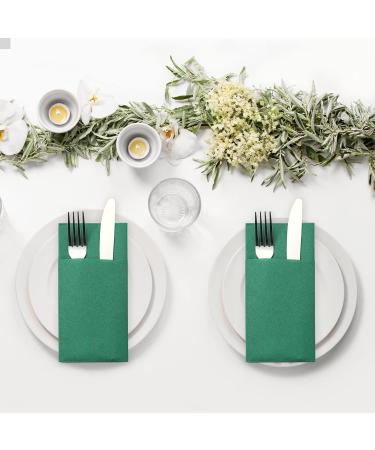 LEKOCH 50 PCs Green Cutlery Napkins - Premium Quality Air Laid Fabric 40x37 cm - Ideal for Weddings & Events - Buy Online on SooperMarket.com