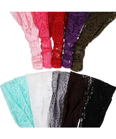 Lace Elastic Headbands Set - 10 Pieces Boho Bandana Hair Accessories for Women and Girls in 10 Colors - Buy Online on SooperMarket.com