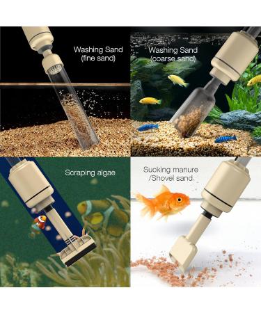 Bedee 6-in-1 Aquarium Gravel Cleaner & Siphon Filter Set - Adjustable Flow Control, DC 12V 18W - Beige - Buy Online on SooperMarket.com