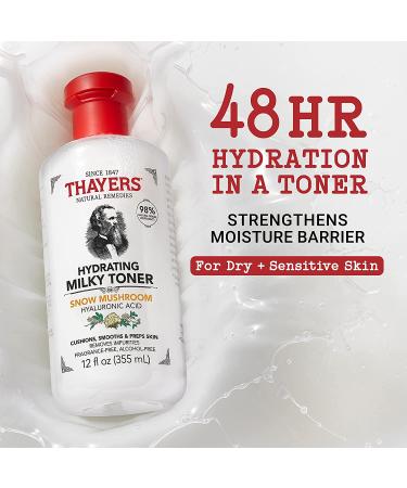 Thayers Milky Hydrating Face Toner with Snow Mushroom, Hyaluronic Acid & Elderflower - 12 FL oz | Gentle Alcohol-Free Skincare for Dry & Sensitive Skin - Buy Online on SooperMarket.com
