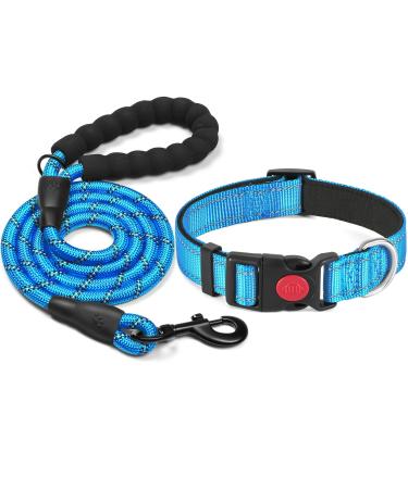 Haapaw Reflecting dog collar padded with soft neoprene breathable nylon dog collar for small medium -sized dogs L (1 -pack) blue