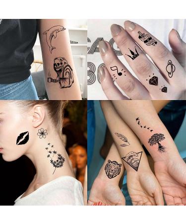 52 Tiny Small Temporary Tattoos for Kids & Adults - Tribal Animals, Butterflies, Anchors, Compass, Flowers - 3D Fake Tattoo Stickers for Neck, Arm, Hands - Cute Face Tattoo Kits - Buy Online on SooperMarket.com