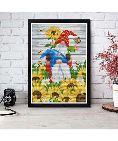 Gnomes Stamped Cross Stitch Kit for Beginners - Floral Needlepoint Patterns | Dimensions Needlecrafts Embroidery Kit | Arts and Crafts - Buy Online on SooperMarket.com
