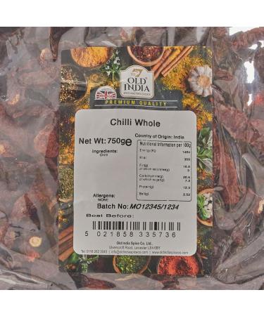 Old India Chilli Whole 750g - Premium Quality Whole Chilli for Authentic Indian Cooking - Buy Online on SooperMarket.com