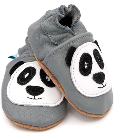 Dotty Fish Soft Leather Baby Shoes | Non Slip Toddler Shoes | Animal Designs for Boys & Girls | 0-6 Months - 4-5 Years | Grey & White Panda - Buy Online on SooperMarket.com