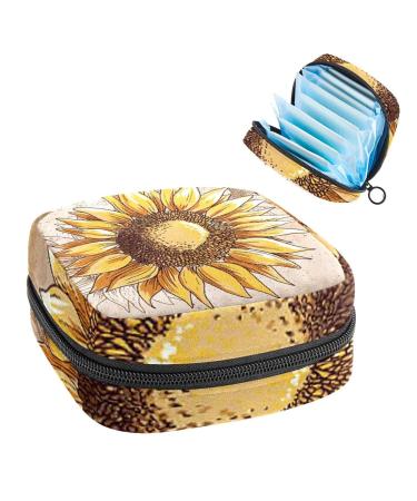 Anna Cowper Painted Sunflower Sanitary Napkin Storage Bag Feminine Menstrual Cup Pouches Nursing Pad Holder Tampon Bags Portable Period Bag for Women Teen Girls 1Pcs Multi-colored 4
