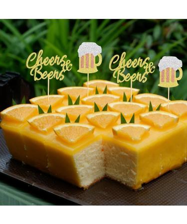 Arthsdite 24Pcs Cheers Beer Mug Cupcake Toppers Beers Cake Topper Decorations Cheers Beer Festival Celebrating Birthday Party Supplies - Gold Glitter - Buy Online on SooperMarket.com