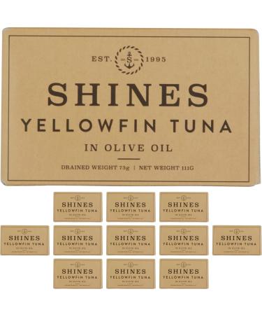 Shines Wild Yellowfin Tinned Tuna in Olive Oil - 12 x 111g Cans - Low Carb & High Protein Canned Tuna - Ideal for Keto Diet - Hand Filleted - High in Omega 3 - Gluten Free