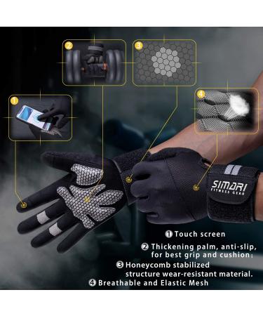 SIMARI Full Finger Weight Lifting Gym Gloves with Wrist Wrap Support - Men Women, Full Palm Protection for Weightlifting, Fitness & Training - Stretch Limo Small - Buy Online on SooperMarket.com