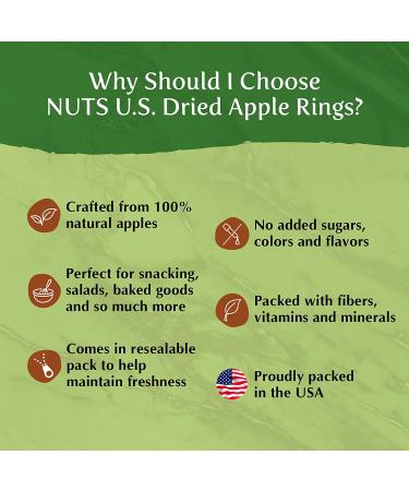 NUTS U.S. Dried Apple Rings - Chewy Texture, Juicy & Natural, 3 lbs - No Added Sugar, Non-GMO, No Artificial Color - Buy Online on SooperMarket.com