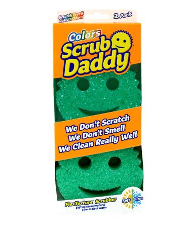 Scrub Daddy Colors Clutch Smiley sponge kitchen 2-pack green flush and pot cleaner etching sponge dirt etcher odor-resistant washy sponges dishwasher-resistant cleaning sponge