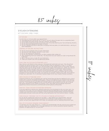 Lash Extension Consent & Aftercare Forms | 100 Pack | for Lash Artists | Mapping Included | 8.5x11 inch - Buy Online on SooperMarket.com