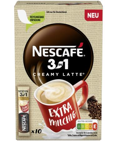 Nescaf 3-in-1 Creamy Latte Beverage powder sticks soluble bean coffee with a camer with a lean milk powder & sugar instant coffee from exquisite coffee beans caffeine-containing 1-pack 1 g (1 Pack)