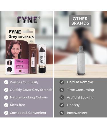 FYNE Root Touch Up Cover Stick - Instant Dark Brown Grey Hair Cover Up - Magic Retouch Temporary Hair Colour for Men & Women Dark Brown Stick 1 count (Pack of 1) - Buy Online on SooperMarket.com