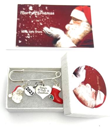 Baby's First Christmas 2023 Keepsake Brooch with Santa and Stocking Charms - Gift Box Included - Buy Online on SooperMarket.com