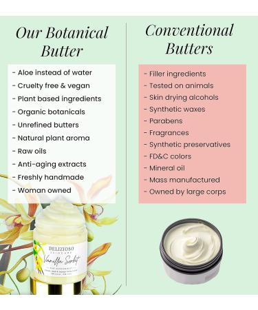 100% Natural & Vegan Vanilla Sorbet Body Butter - Rich Moisturizer with Cocoa Shea & Mango Butter - Handmade Cruelty Free - 8 oz - Buy Online on SooperMarket.com