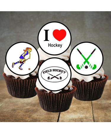 PRECUT Hockey Cupcake Toppers Field Hockey Theme Edible Mini Cake Decorations - Edible Hockey Party Decorations Hockey Cake Topper Field Hockey Edible Cupcake Toppers (48) - Buy Online on SooperMarket.com