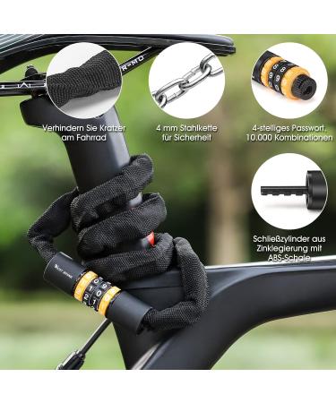 Buy Hongyea 4-Digit Combination Bicycle Lock | 100cm Steel Chain for Maximum Security - Ideal for Motorcycles & Kids' Bikes - Buy Online on SooperMarket.com