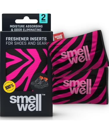 SmellWell Odor Eliminating Air Purifying Bags (2 Pack | 100g) Activated Bamboo Charcoal Air Freshener for use from Gym to Car to Home (Pink Zebra Original) Original Pink Zebra