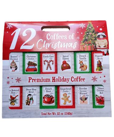 12 Gourmet Coffees of Christmas Holiday Gift Set